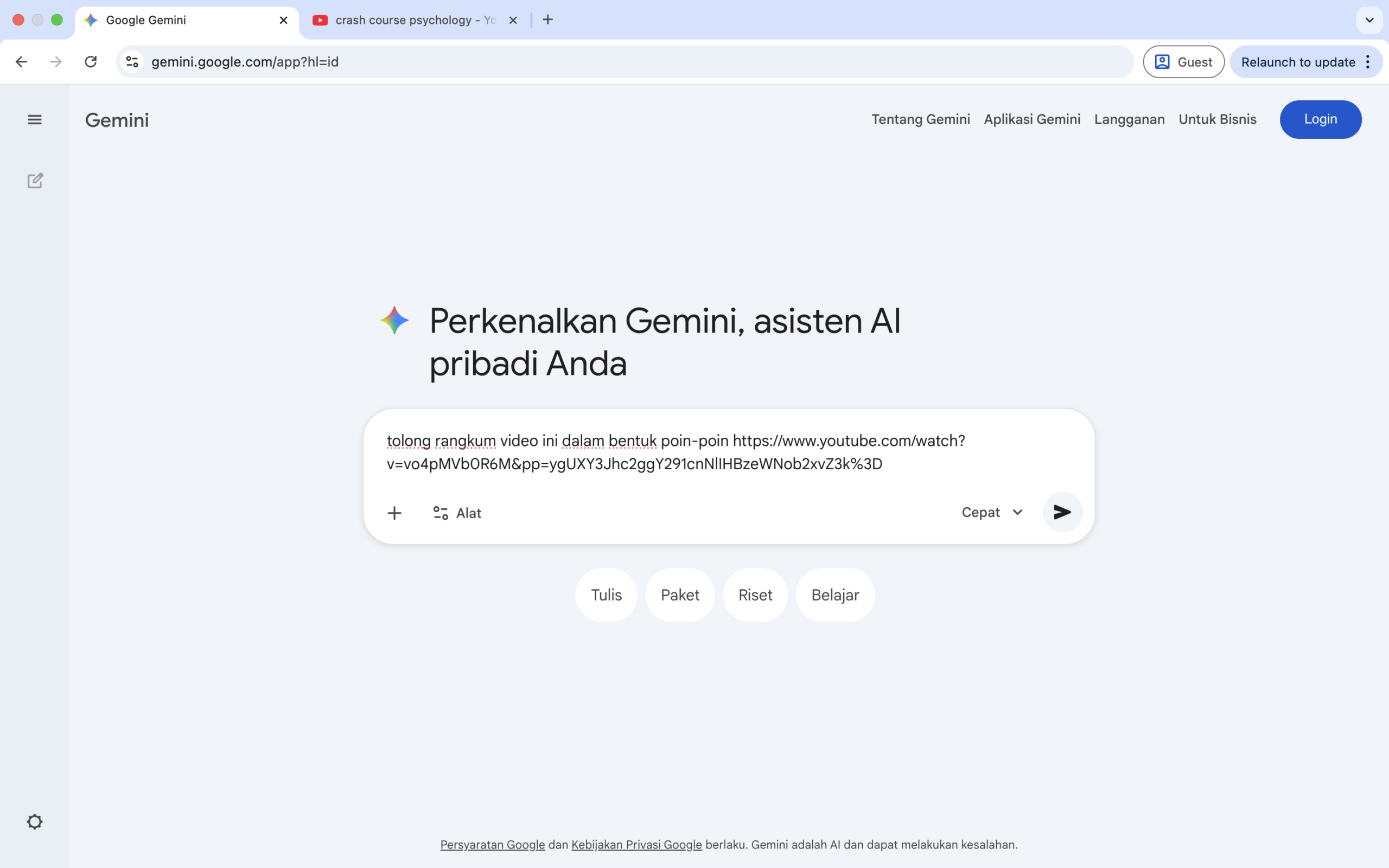 Cara Merangkum Video YouTube dengan Gemini AI: 4 Langkah Praktis & Super Cepat 5 Contoh prompt di Gemini untuk merangkum video YouTube dengan Gemini AI menggunakan link video.